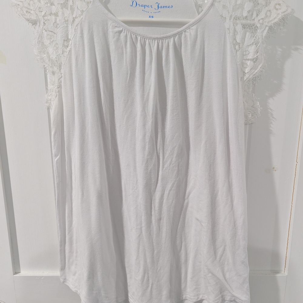 Draper James White Lace Sleeve Top